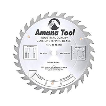 Amana Tool - 610301 Carbide Tipped Glue Line Ripping 10" Dia x 30T Tcg, 22 Deg, 5/8 BO