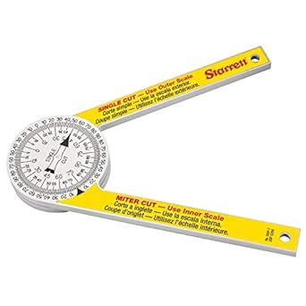 Starrett Plastic Miter Protractor Angle Finder with Two Laser Engraved Scales - Ideal for Carpenters, Plumbers and DIY Home Improvement -7" Length - 505P-7