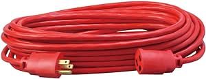 Southwire 2408SW8804 14/3 SJTW ft Vinyl Outdoor All-Purpose Extension Cord Waterproof, 50', Red