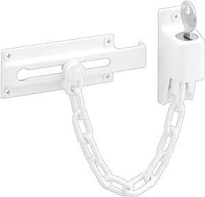 Prime-Line U 9872 Steel, White, Keyed Chain Door Guard (Single Pack)