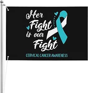 Her Fight is Our Fight Cervical Cancer Awareness Double Sided Flag 2x3FT Outdoor American Fade Resistant Banner Polyester 2 Brass Grommets70