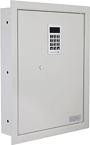 Protex Safe Electronic Keypad Wall Safe (PWS-1814E), Burglary Resistant wall safe, digital electronic locking system, velvet interior, automatic door opening, 2 Removable shelves