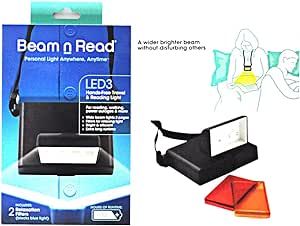 Beam n Read LED 3 Hands-Free Flashlight for Everyday Tasks, Emergency Light for Home Power Failure, Reading, Travel; Batteries Last 100 Hours; Includes 2 Blue-Light-Blocking Relaxation Filters