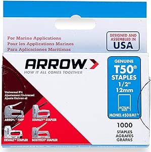 Arrow Fastener 508M1 Genuine T50 Monel Rustproof 1/2- Inch Staples, 1,000-Pack
