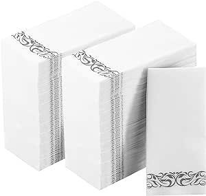 Vplus 400 Pack Paper Napkins Guest Towels Disposable Premium Quality 3-ply Dinner Napkins Disposable Soft, Absorbent, Party Napkins Wedding Napkins for Kitchen, Parties, Dinners or Events(Silver)