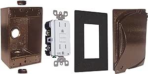 Sigma Engineered Solutions 16449ORB Weatherproof TRWR GFCI Receptacle Kit with Universal Cover, Oil Rubbed Bronze