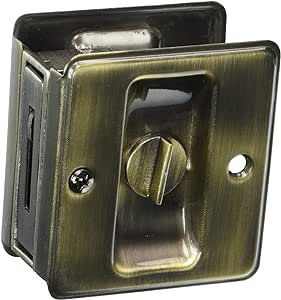 Schlage 991 1-3/4" x 2-1/4" Privacy Pocket Artisan Sliding Door Lock, Antique Brass