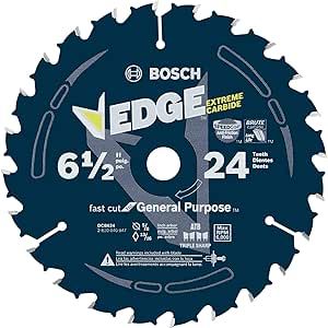 BOSCH DCB624 6-1/2 In. 24 Tooth Edge Circular Saw Blade for General Purpose