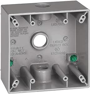 Sigma Engineered Solutions, Gray Sigma Electric 14352 3/4-Inch 3 Hole 2-Gang Box, No Size